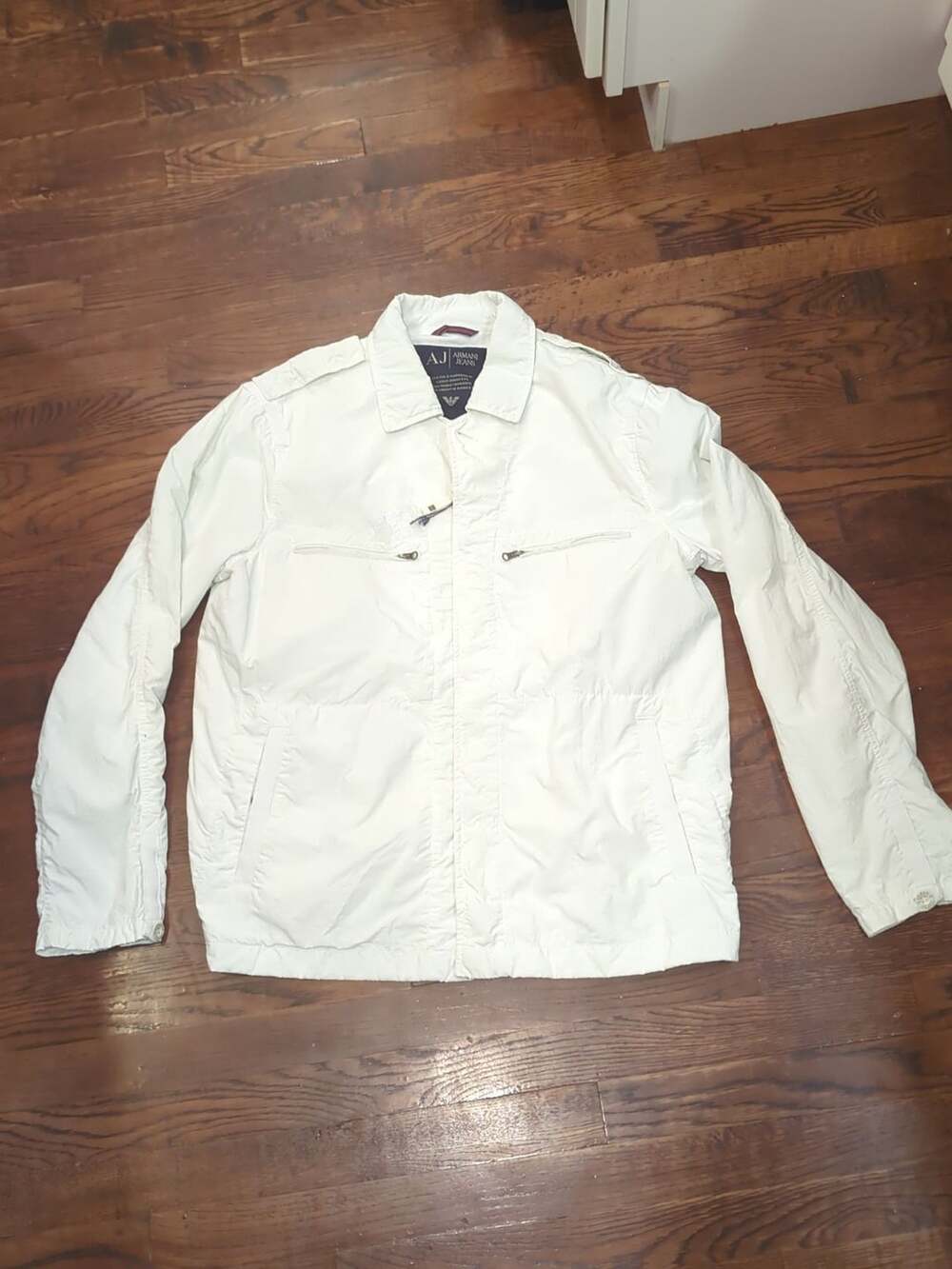 Armani Jeans Jacket Size XL White Utility Cotton Full Zip